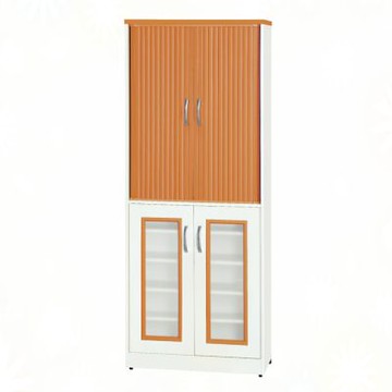 文創集-南亞塑鋼    尼特  南亞塑鋼2.4尺上捲簾雙拉門下雙開門高鞋櫃-72.6x34.3x180cm免組