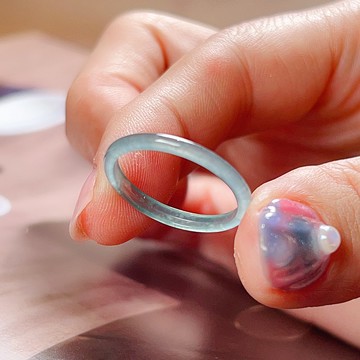 冰藍水翡翠戒指戒圈 | 國際15.5圍 | 天然A貨翡翠 | 送禮