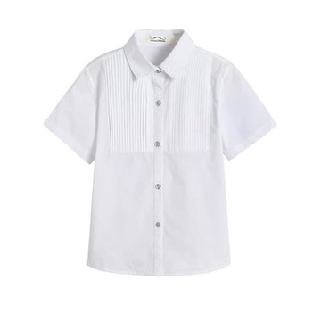 兒童演出白襯衫男童長袖純棉白色襯衣中大童小學生演出服校服上衣