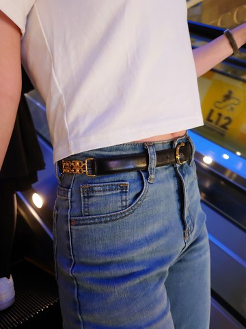 中古孤品 CELINE 凱旋門 金鏈條 黑金腰鏈 腰帶皮帶 belt 65碼