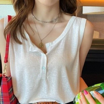 女士背心 小可愛 韓版純色寬松背心 女內搭無袖T恤 女裝百搭吊帶 外穿背心上衣 女生背心小可愛【雲木雜貨】