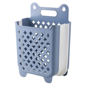 葉子小舖 壁掛可折疊洗衣籃  藍色  290 x 160 x 380mm