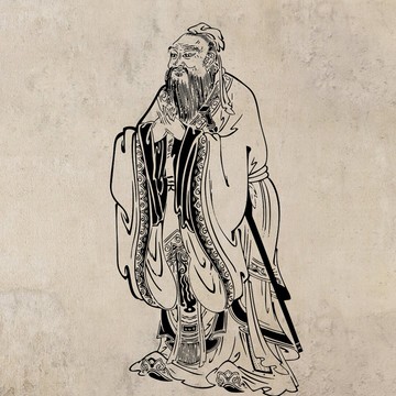 孔子畫像墻貼紙 中國古代人物墻貼 書院書房中式教育機構墻貼裝飾1入