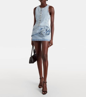 Magda Butrym Floral-appliqué denim miniskirt