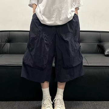 新品福利價 挑戰最低價 速乾短褲 休閒短褲 夏天短褲 短褲 速幹短褲夏季美式復古日系口袋工裝休閒寬鬆直筒薄款闊腿七分褲子
