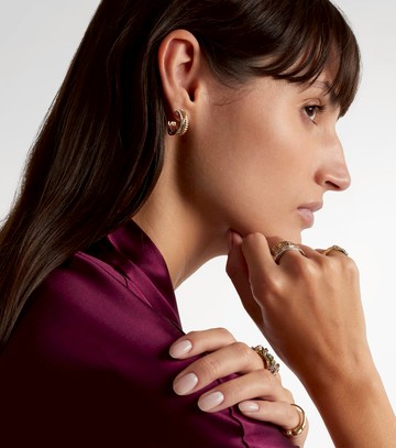 Yvonne Léon Un Deux Trois Berlingot 9kt gold hoop earrings with diamonds