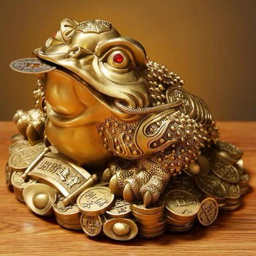 金蟾招財擺件  財金蟾銅擺件七星銅蟾蜍三足元寶蟾客廳裝飾辦公室元寶八卦蟾車載