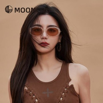 羋蔻高級感墨鏡女方圓臉顯瘦板材防紫外線港風復古茶色太陽鏡批發