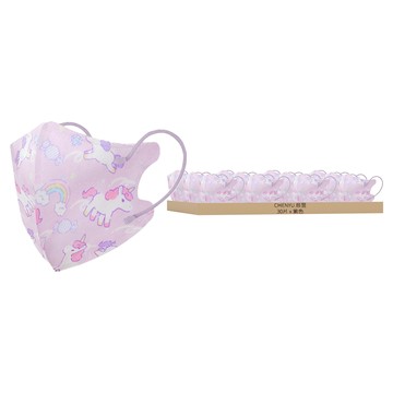 CHENYU 辰昱 3D醫療透氣口罩 13 x 10cm 7~12歲  獨角獸公主 紫色  30片  1盒