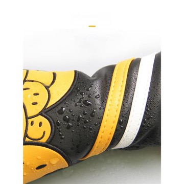 經典微笑笑臉高爾夫木桿套球頭保護套PU防水面料較厚絨毛木桿帽套