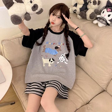 【台灣现貨】120KG大尺碼睡衣 夏天睡衣 短袖睡衣 女生睡衣 涼感睡衣 卡通睡衣 可愛睡衣 睡衣女 睡衣套裝 居家服
