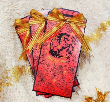 馬上成功 手繪紅包袋 招財蝴蝶結馬年紅包
