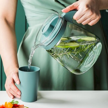 冷水壺/凉水壶 耐高溫玻璃冷水壺家用涼水壺扎壺套裝耐熱大容量涼水杯涼茶果汁壺『XY19232』