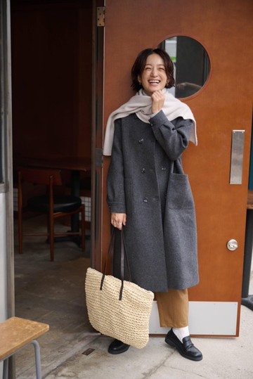 知性優雅 100%羊毛雙排扣長版大衣 深灰色 231208-2