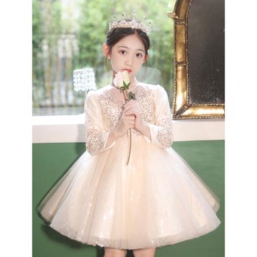 女童禮服輕奢小眾高端花童參加婚禮兒童公主裙兒童主持人演出裙子