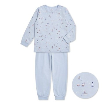 快樂水手長袖圓領套裝 (美麗諾羊毛布)