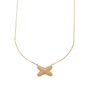 Chaumet 尚美巴黎 18K玫瑰金 粉紅蛋白石 鑽石 Jeux de Liens 項鍊 【二手名牌BRAND OFF】