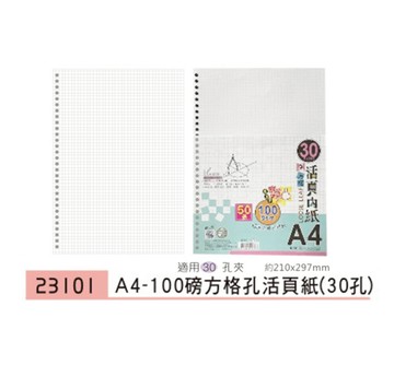 A4-100磅方格活頁紙(30孔)