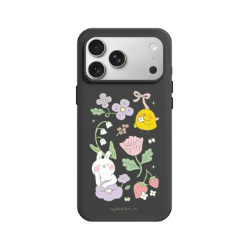 iPhone 17 Pro Max SolidX 黑 - 懶散兔與啾先生 Lazy Rabbit and Mr.Chu - 優雅花園