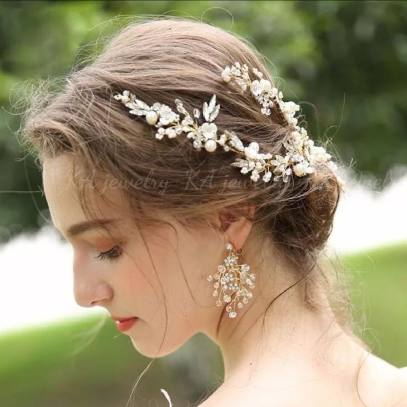 結婚式 ヘッドドレス ゴールド ウェディング ヘアアクセサリー