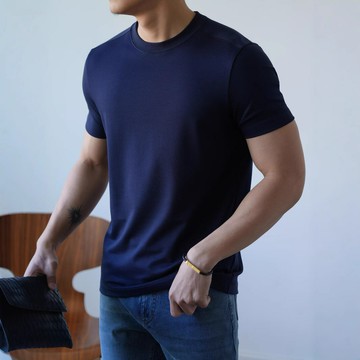 320G重磅新疆長絨棉短袖夏季t恤男透氣純棉休閑日常純色圓領上衣T