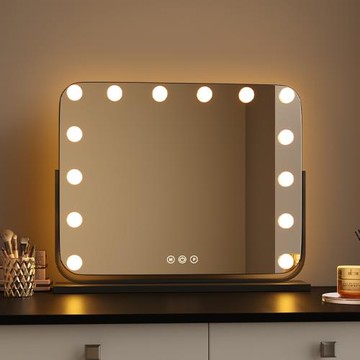 化妝鏡帶燈LED燈泡臺式桌面梳妝鏡大號智能專業補光鏡梳妝臺鏡子