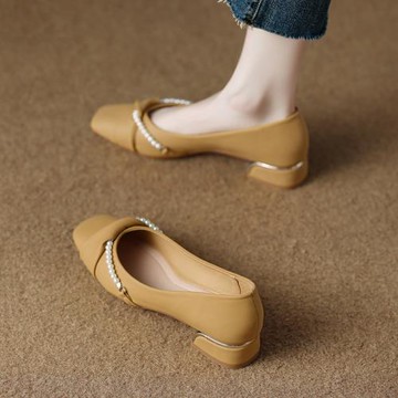 羊皮版~絕美低跟淺口單鞋女2026新款秋季配裙子秋款3公分小跟瓢鞋