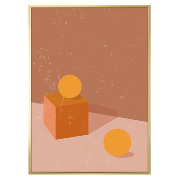 Boluo 菠蘿選畫所 幾何 方塊與球 掛畫  40 x 30cm  金色