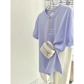 時尚潮牌潮短袖T恤薰衣草日常夏季ins女城市風貌青春流行圓領潮流