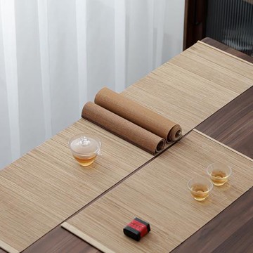 茶席竹席手工竹制墊子泡茶茶盤墊竹編功夫防水竹墊禪意桌旗茶竹墊