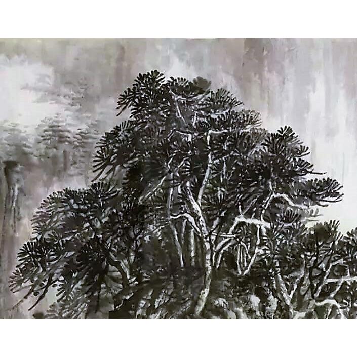 肉筆水墨画　山水画　no26　傅栄基作　インテリアの小物　絵画