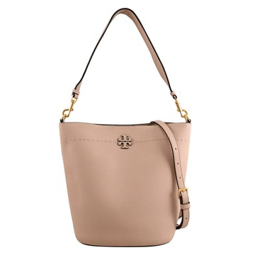 TORY BURCH 143544 經典LOGO荔枝皮革兩用水桶包.沙色