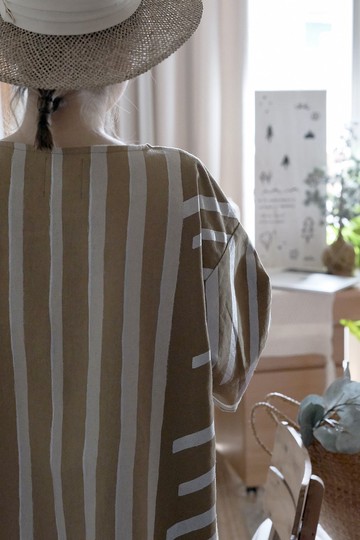 直落斜紋銀蔥 長版洋裝(土咖色)