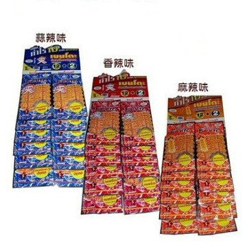 泰國Bento超味魷魚 1掛12包香辣(紅色)/麻辣(橘色)/蒜辣(藍色) / 泰式辣(黃)＊