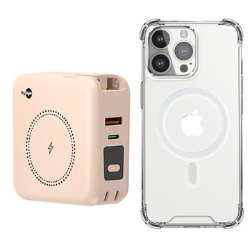 MyStyle第三代 MagSafe 多功能無線充電+自帶線行動電源+數顯充電頭PD快充大功率 +贈i13 Pro Max磁吸殼