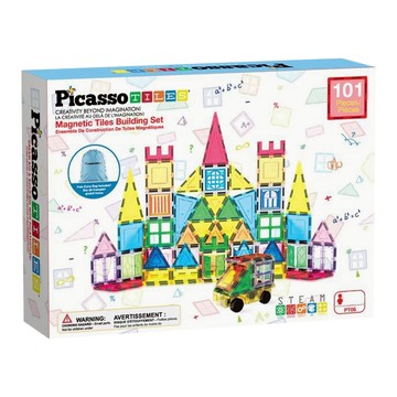 PicassoTILES 畢卡索 磁性積木組 附門窗 + 收納袋 101p PT06  混和顏色  1個
