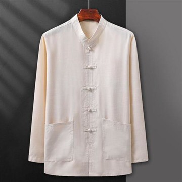 【巴黎精品】現貨+預購 新中式唐裝外套中國風襯衫長袖上衣夾克休閒男裝-純色男上衣4色a1kr40