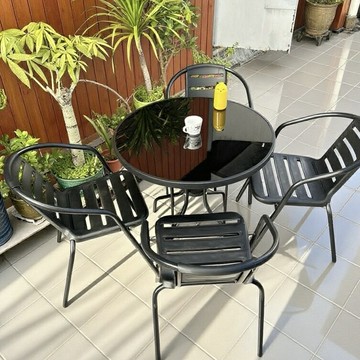 ✅戶外桌椅庭院別墅花園休閑露天網紅奶茶店陽臺折疊洽談餐茶桌椅[DD050209]