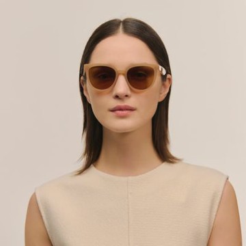 CARIN橢圓框太陽眼鏡/燕麥棕 棕色鏡片#KIRSTEN KR C2