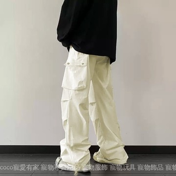 免運 台灣出貨 美式夏季工装裤男女阔腿显瘦休闲裤子高街潮流宽松直筒薄款长裤限時下殺