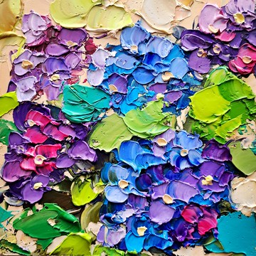 繡球花花卉原創藝術花卉厚塗牆藝術裝飾