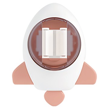 E.dot 太空系列拖把夾壁掛架 3D立體造型工具餐具夾  13.5 x 11cm  1個  火箭 白色 + 粉橘色