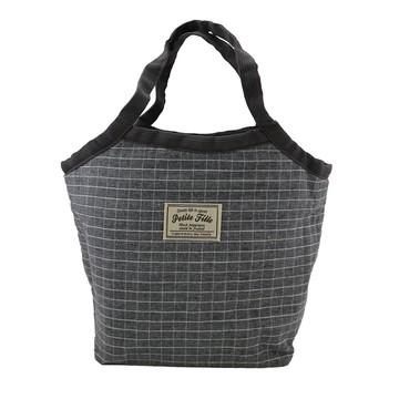 日本進口格紋保冷保溫袋-灰色-1入