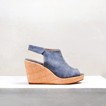 9012 魚口楔型鞋 霧灰藍