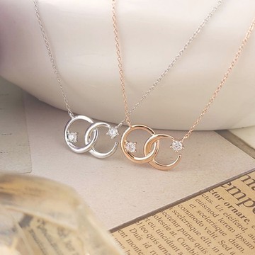 GIUMKA．項鍊．925純銀．雙環｜日月相依