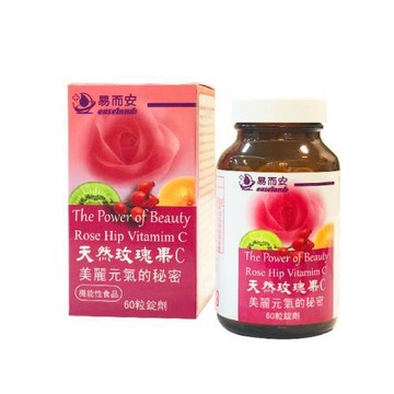 易而安 天然玫瑰果C-60粒/瓶