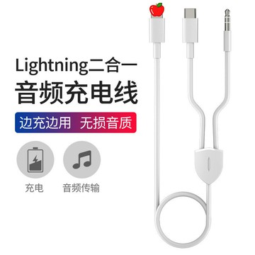 音頻線 音源線 喇叭線 廠家批發Lightning二合一轉接線3.5mm車載音響AUX音頻充電連接線
