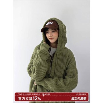 慵懶韓系高級感針織開衫牛角扣