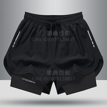 假兩件健身短褲跑步男女游泳速干透氣運動雙層套裝學生籃球服【倪醬小鋪】