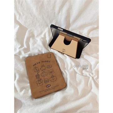 卡通棕色九宮格小狗適用iPadmini7保護殼360旋轉支架iPad Air6帶筆槽11英寸10.2新款2024ipadPro13平板套10.9